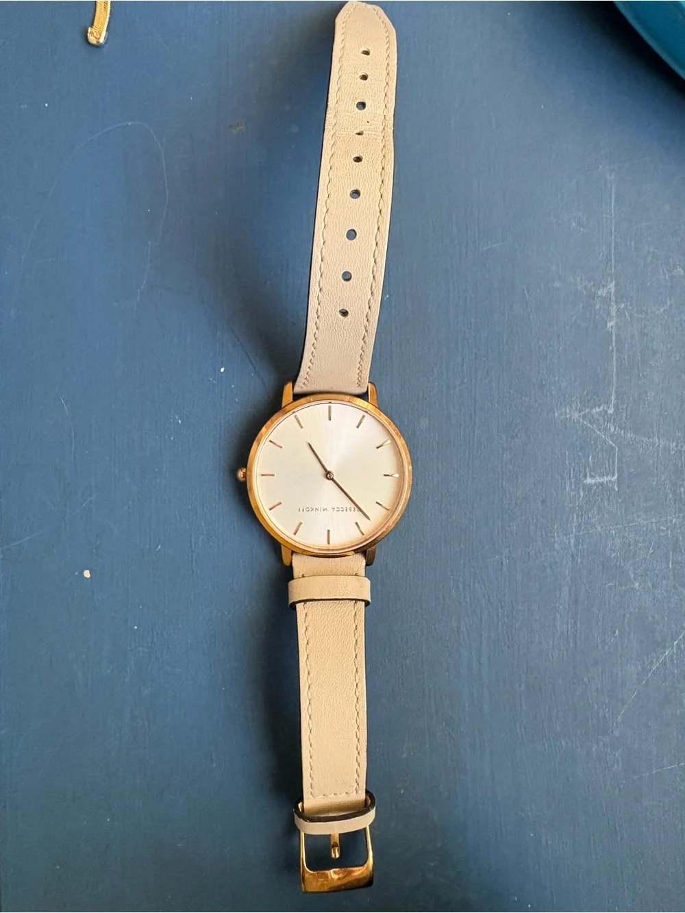 Rebecca Minkoff Women’s Leather Strap Watch - Cream with Rose Gold Accents - Picture 2 of 3